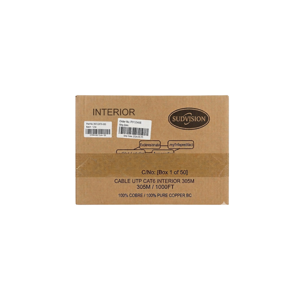 SUDVISION CABLE UTP CAT6 INTERIOR 305MT 100% COBRE BC
