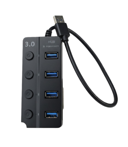 HUB MULTIPLICADOR USB 3.0 4 PUERTOS CON BOTONES